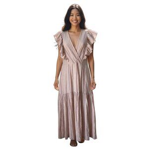 Rebecca Taylor Womens Ruffled Midi Dress Size 4 Cotton Blend